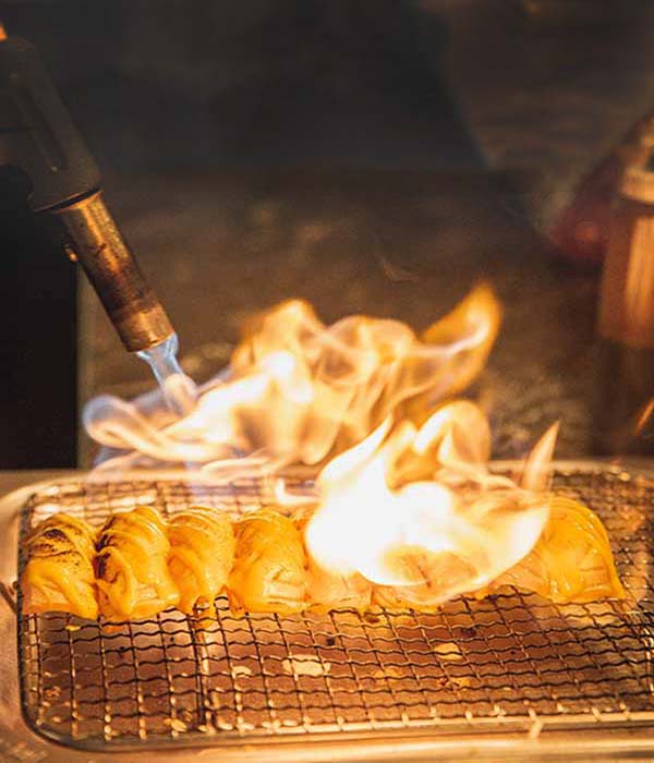 Sushi rolls on fire